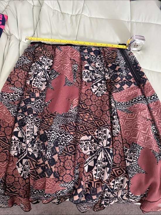 R.Q.T Dresses & Skirts - R.Q.T Boho Patchwork A-Line Skirt Brown Pink Tribal Floral Print